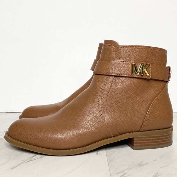 Michael Kors Jilly Brown Pebbled Faux Leather Bootie 9 1/2 M - Picture 1 of 14